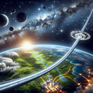 Illustration for: how space elevators could work