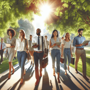 Illustration for: walking meetings
